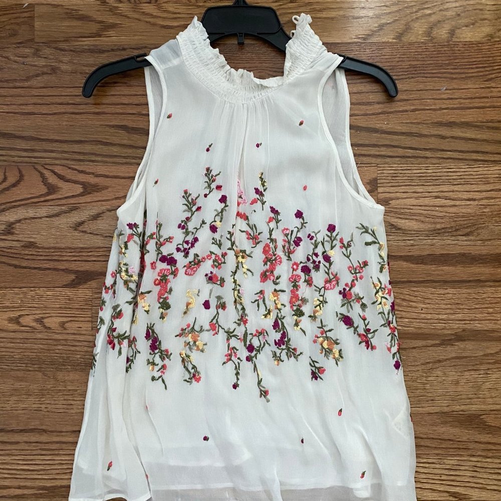 Anthropologie Floreat Sotra Floral Mock Neck Top